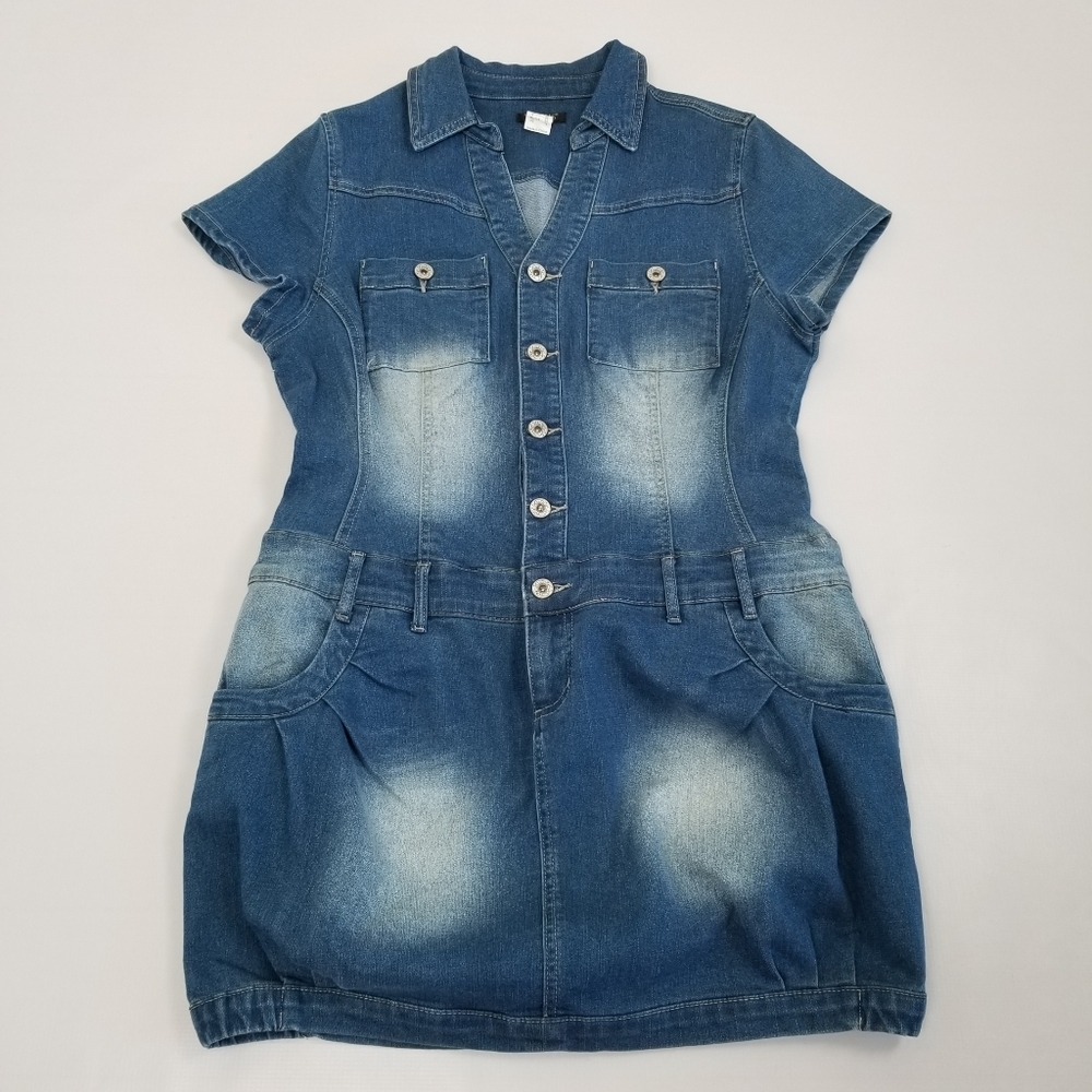 Venus Denim Mini Dress Size 14 - Picture 4 of 8